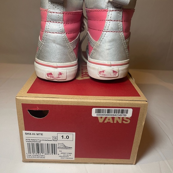 Vans Kids Sk8hi Mte Soft Leather Metallic/True White/Dessert Rose Size 1 - Picture 4 of 5